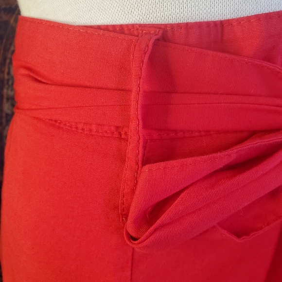 ModCloth (Tropical Wear) Red Cotton Blend Flare Skater Skirt Juniors Large - Picture 7 of 11